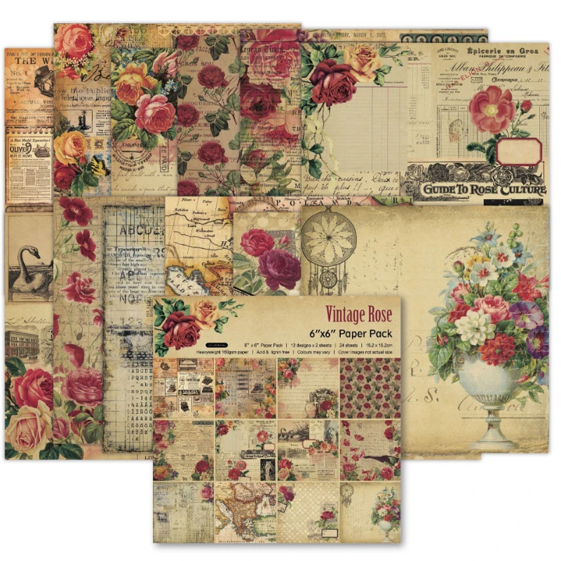 Graph Paper Pad - Pad Scrapbook vintage com padrão sortido,